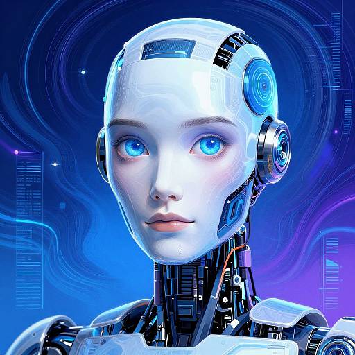 Humanoid Robot Portrait with Abstract Patterns