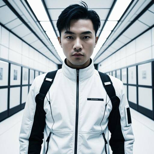 Cyberpunk Portrait of East Asian Man in Technical Apparel