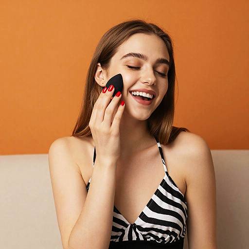 Young Woman Applying Makeup Vibrant Style