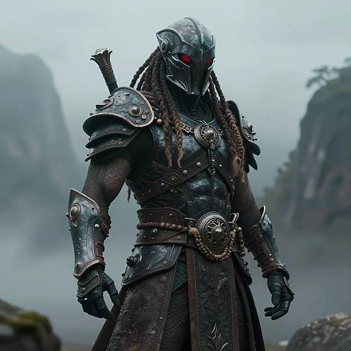 Mighty Alien Warrior in Misty Mountains