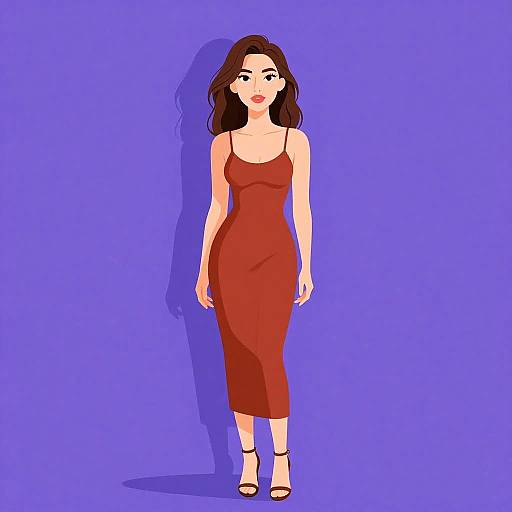 Woman in Rust Fitted Jumpsuit