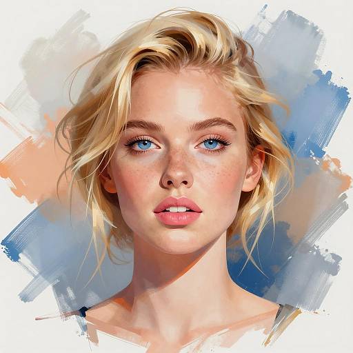 Messy Blonde Woman with Abstract Background