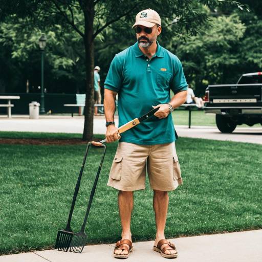 Man in Casual BBQ Outfit Holding Grill Tools