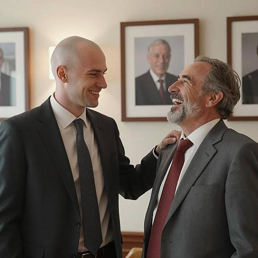 Two Men Engaged in Lively Conversation