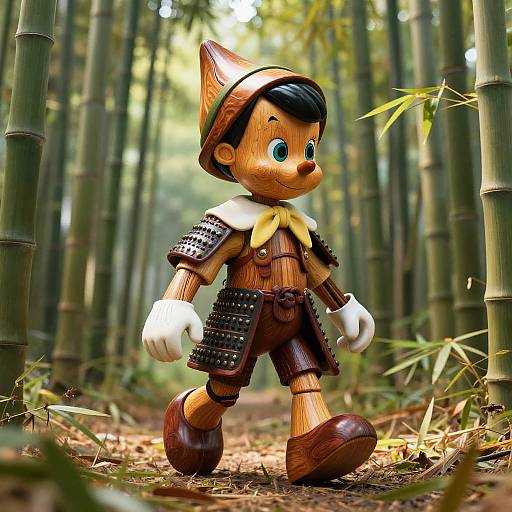 Samurai Pinocchio in Bamboo Forest
