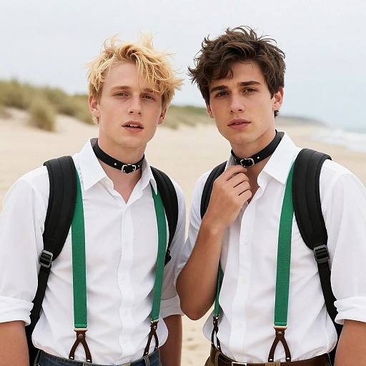 Casual Beach Scene with Two Men