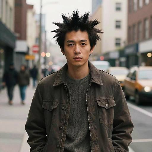 Stylish Man with Spiked Hair Urban