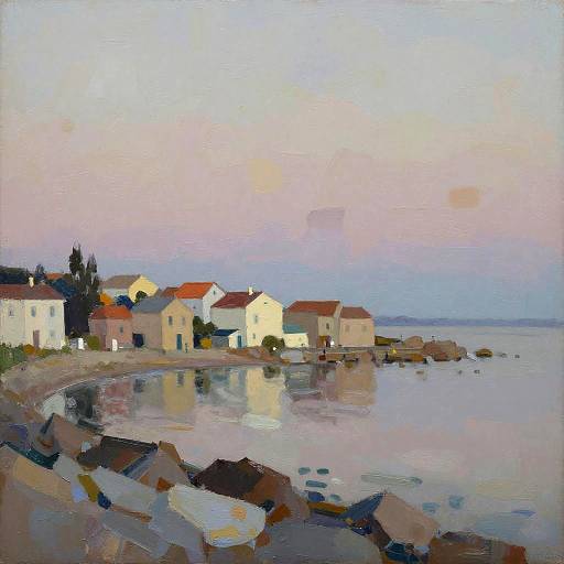 Twilight Abstract Coastal Village