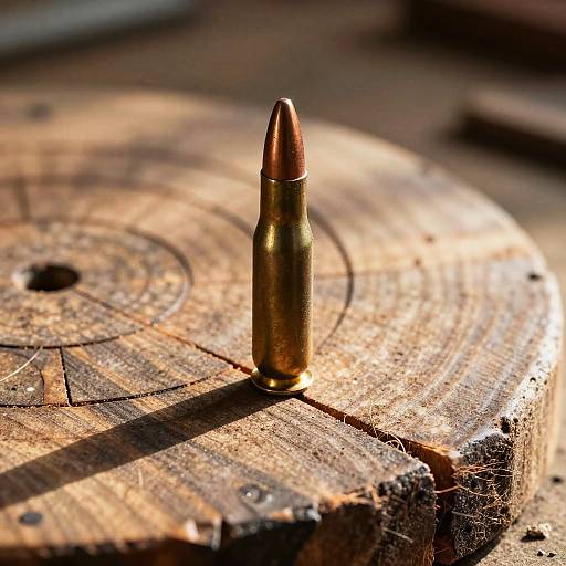 Bullet Embedded in Rustic Wooden Target