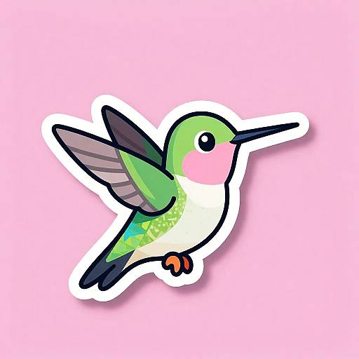 Vibrant Cartoon Hummingbird Sticker