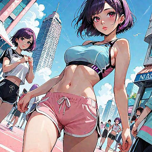 Purple Haired Survivor in Zombie City