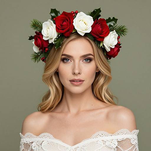 Radiant Blonde Woman with Floral Crown