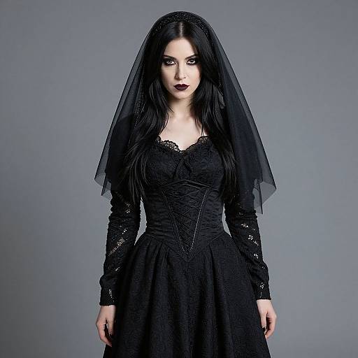 Gothic Black Veil Bride Costume