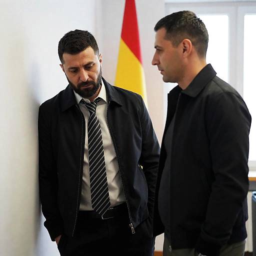 Serious Discussion Between Two Men Indoors