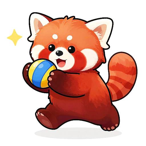 Playful Red Panda Cartoon Sticker