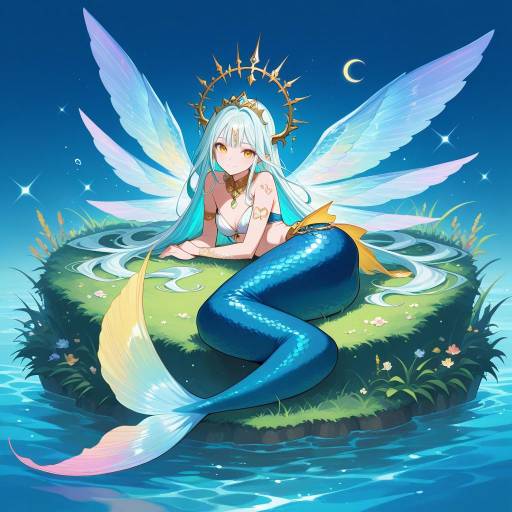 Elegant Mermaid Dragon in Ethereal Landscape Elegant Mermaid Dragon in Ethereal Landscape