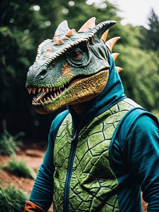 Cinematic Cosplay: Man in Dinosaur Costume