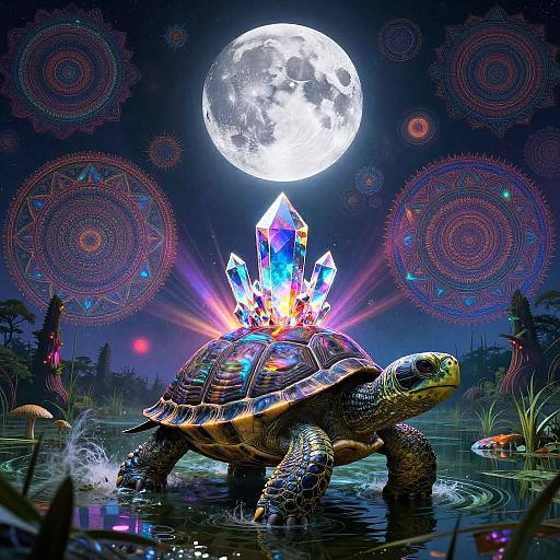 Psychedelic Ancient Turtle with Crystal Dome