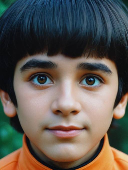Close-up Portrait of Boy in Orange Costume
