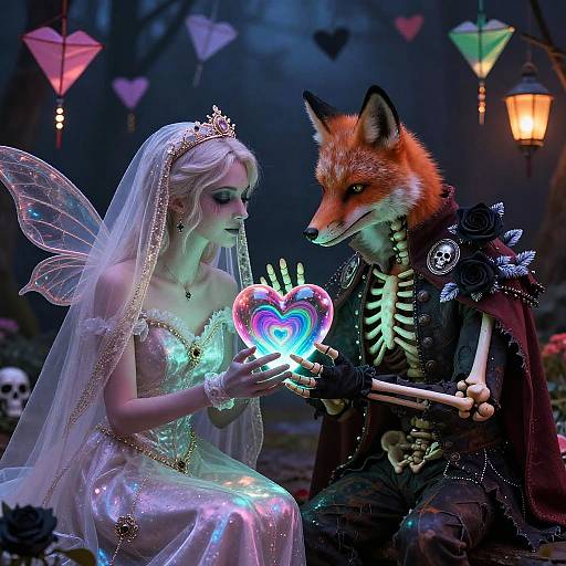 Nightmare Valentine — Moth-Fae & Skeletal Fox