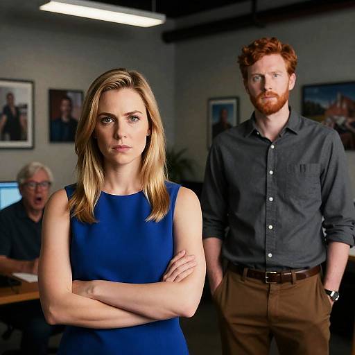 Dimly Lit Room with Three People