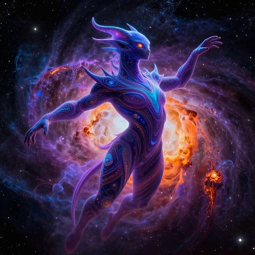 Vibrant Cosmic Creature Embracing Space