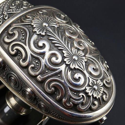 Intricate Silver Motorcycle Part Close-Up