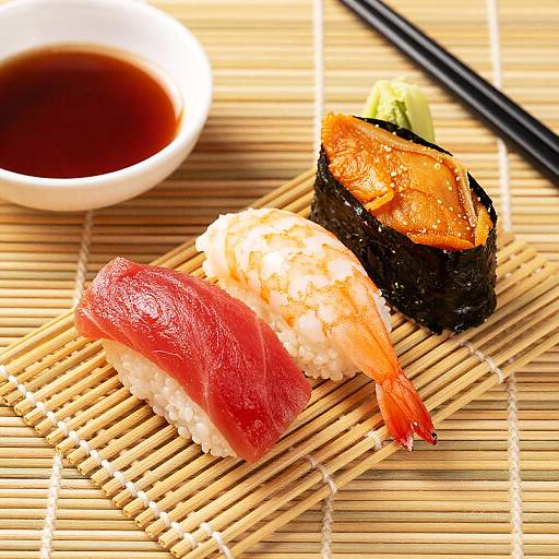 Vibrant Overhead Sushi Plate Photo