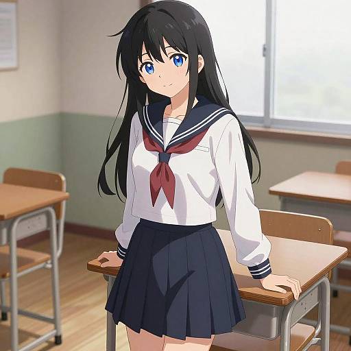 Anime Girl in Sailor School Uniform