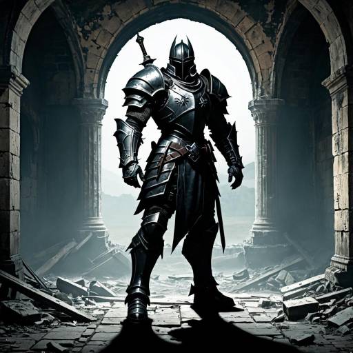 Medieval Knight in Dark Armor