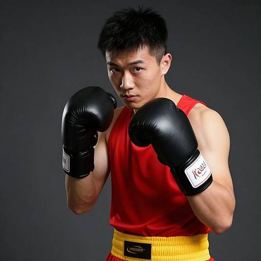 Male Boxer in Red and Yellow