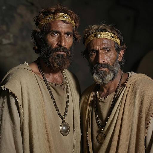 Portrait of Two Weathered Men in Robes