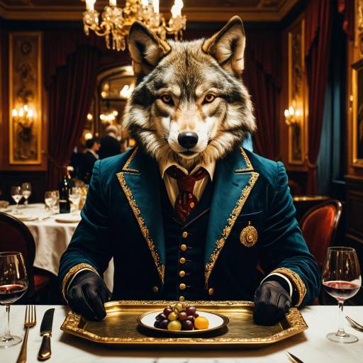 Anthropomorphic Wolf Maître d' in Luxury Restaurant