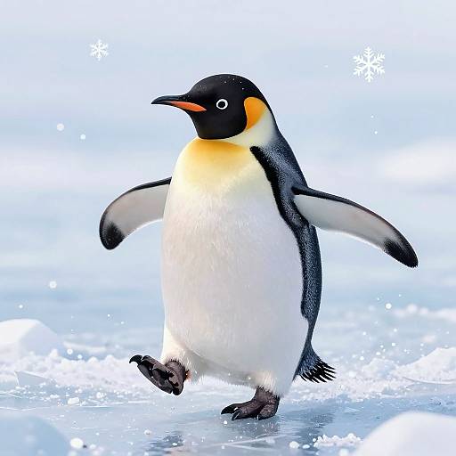 Whimsical Penguin on Icy Terrain