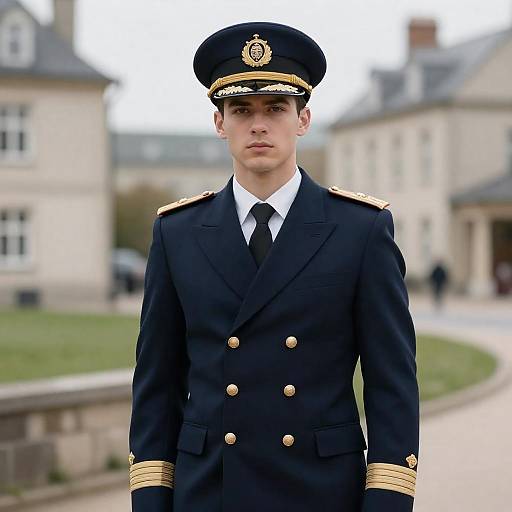 Serious Naval Officer Portrait Outdoors