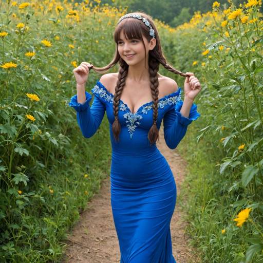 Elegant Whimsical Woman with Wildflower Braids Elegant Whimsical Woman with Wildflower Braids