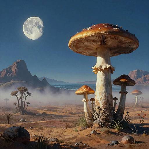 Eerie Alien Desert at Twilight Horizon