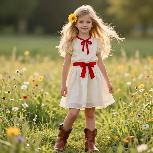 Sunlit Meadow Girl with Blonde Hair