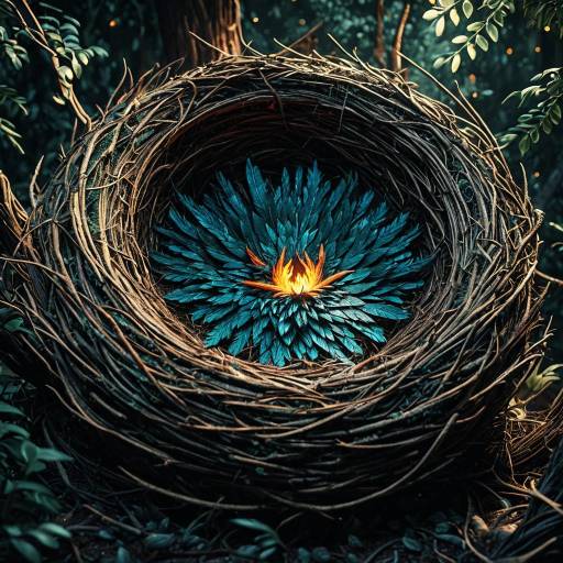 Enchanted Phoenix Nest with Glowing Feather Core