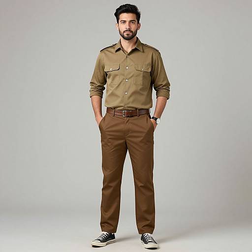 Realistic Casual Khaki Outfit Man