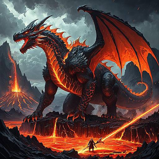 Colossal Lava Dragon in Volcanic Crater
