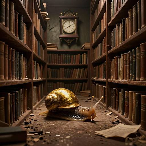 Snails in Ancient Library Aisles