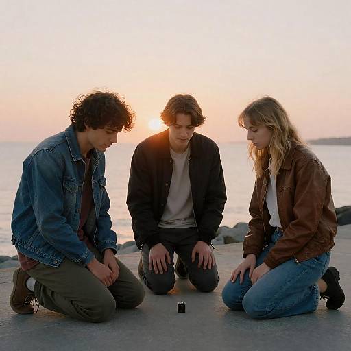 Sunset Vigil by the Ocean Shore