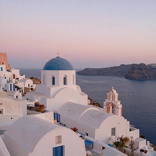 Serene Sunset Over Greek Island Village