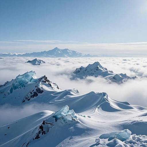 Ethereal Icy Peaks Above Clouds