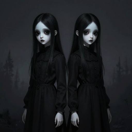 Gothic Twin Girls Digital Art