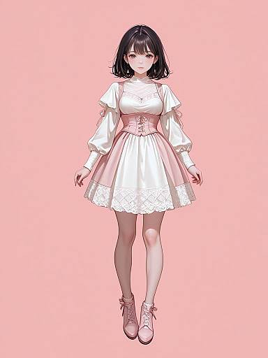 Realistic Woman in Knitted A-Line Dress