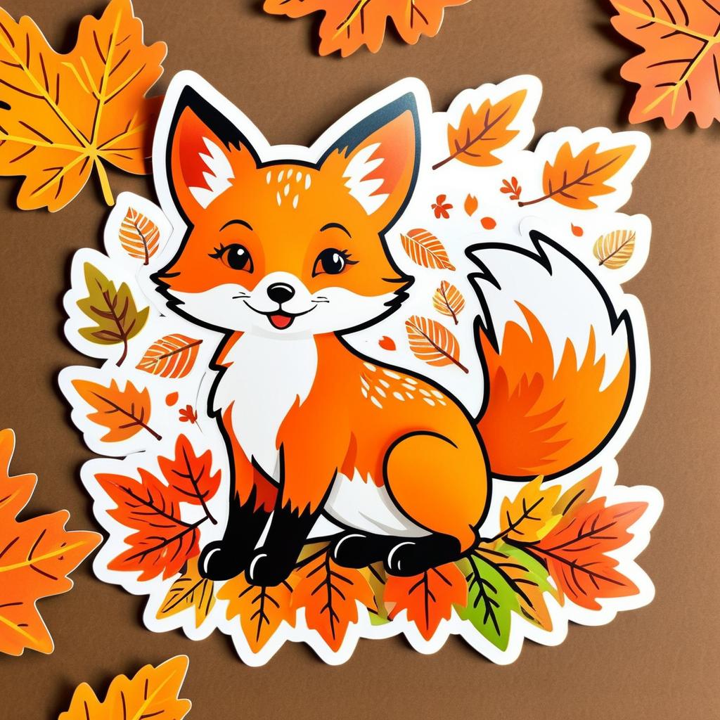 Playful Fox Sticker in Autumn Vibes