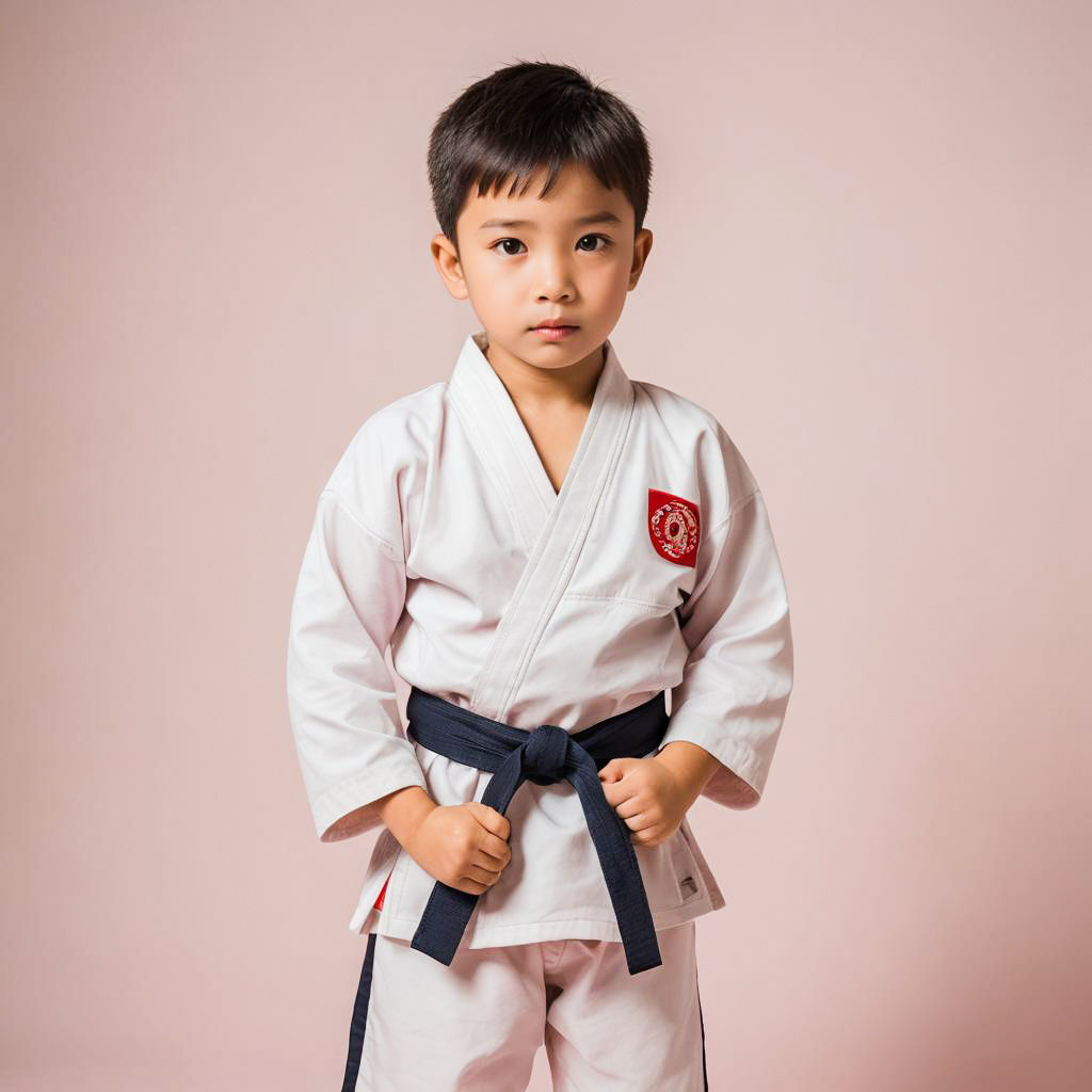 Karate Boy in Intimate Studio Setting