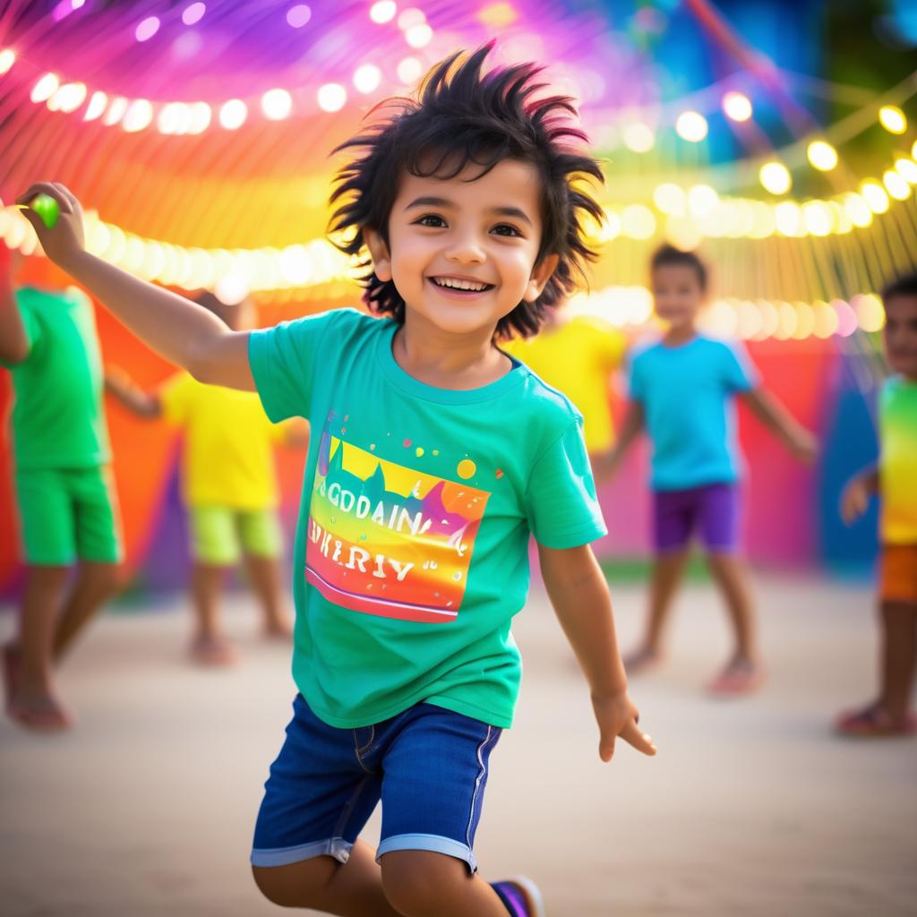 Joyful Boy in a Colorful Playground